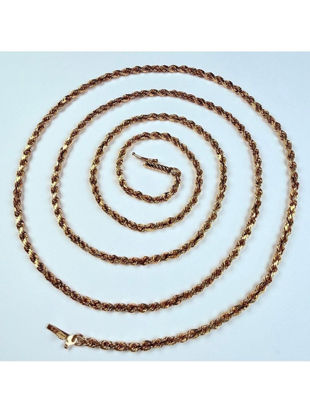 14K Solid Yellow Gold OroAmerica 2.5MM Rope Twist Chain Vintage Necklace 30.5"